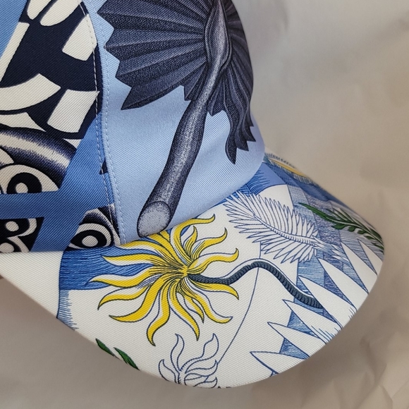 Hermes Cap Hat Blue 100% Silk 58 Medium Adjustable main image 4